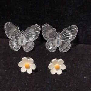 Clear Butterfly and Daisy Croc Charms